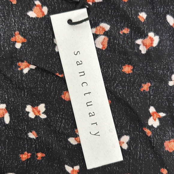 Sanctuary Sweetheart-Neck Puff-Sleeve Midi Dress floral black plus size 20W NWT - Picture 6 of 11